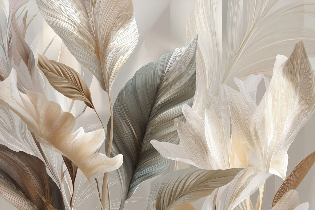 Feuilles crème et vert — motif complet