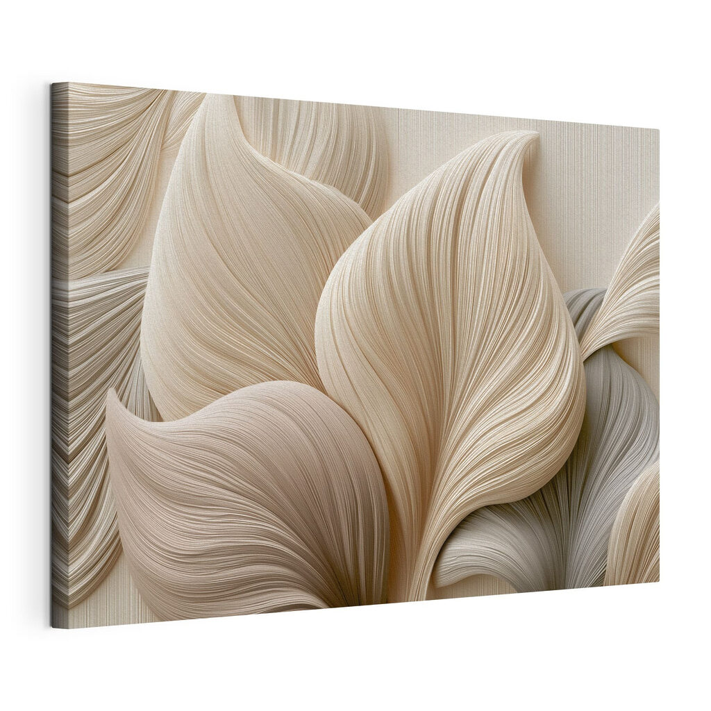 Grandes feuilles nervurées, toile tendue et bord enveloppé