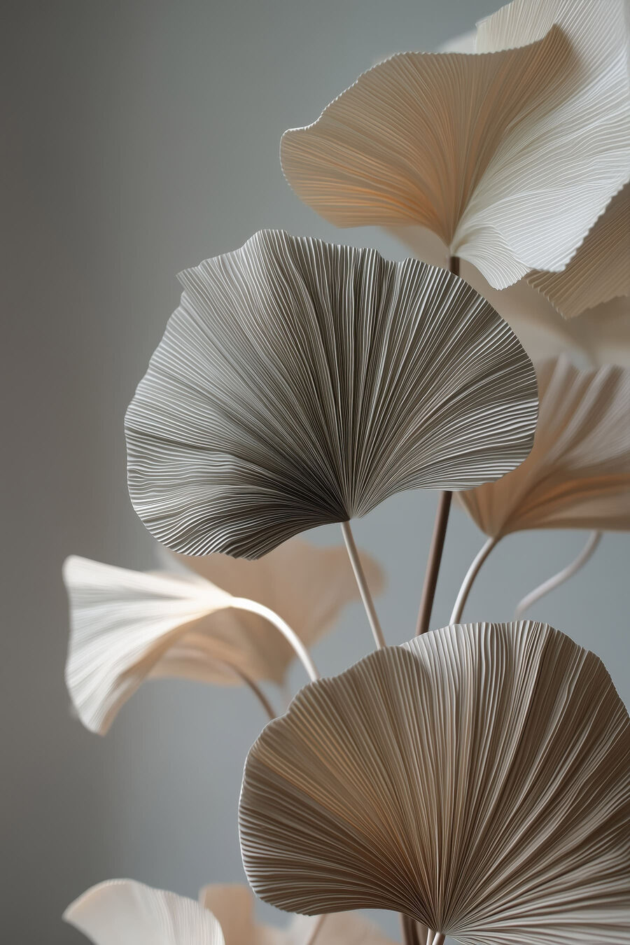 Ginkgo blanc, gris orage — motif complet