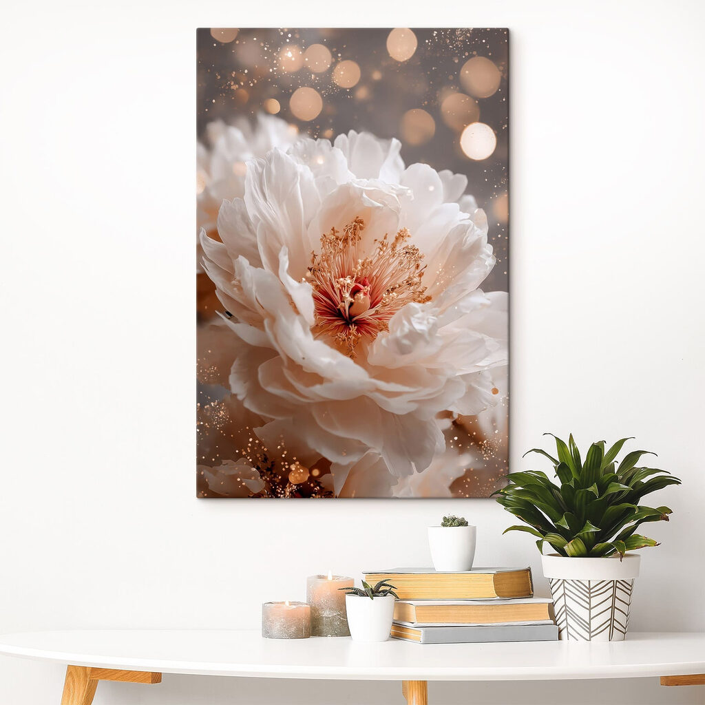 Pivoine blanche aux halos — intérieur 3