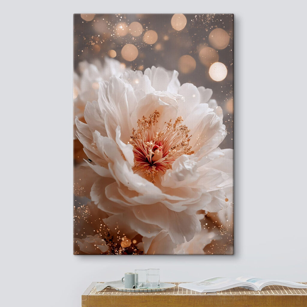 Pivoine blanche aux halos — intérieur 1