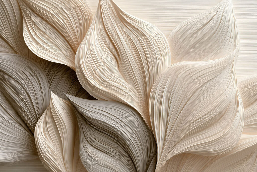 Feuilles crème striées — motif complet