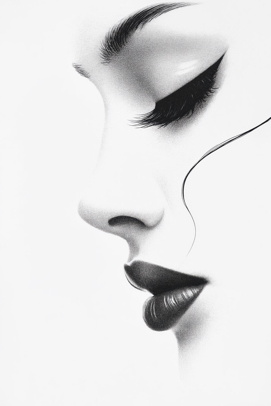 Profil féminin monochrome — motif complet