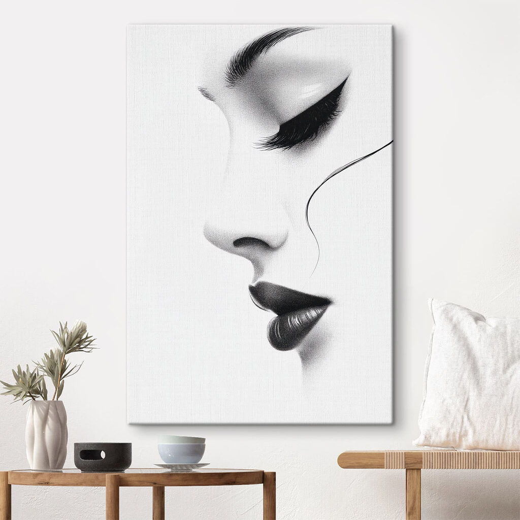 Profil féminin monochrome — intérieur 3