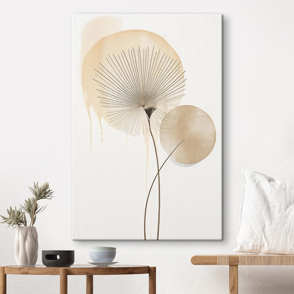 Palme et cercle sable dans un intérieur