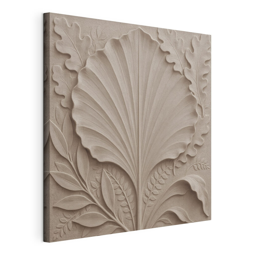 Relief parmi les fougères, toile tendue et bord enveloppé