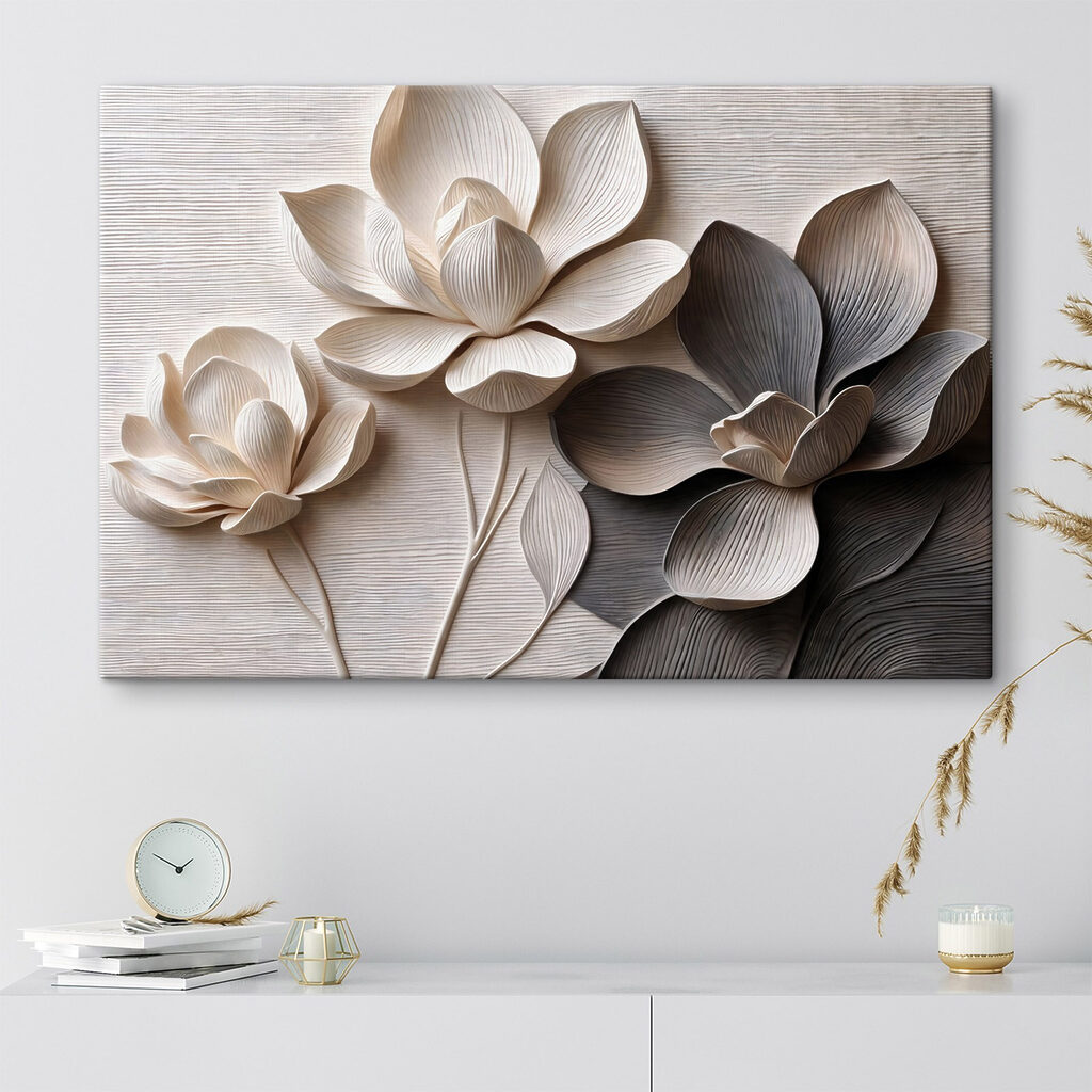 Trois fleurs monochromes — intérieur 2