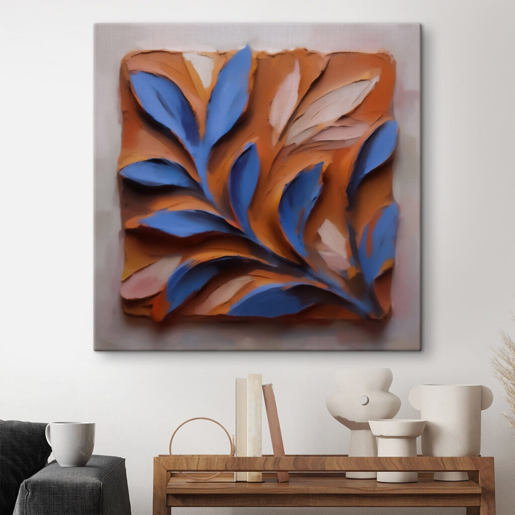 Feuilles bleues sur rouille — intérieur 2