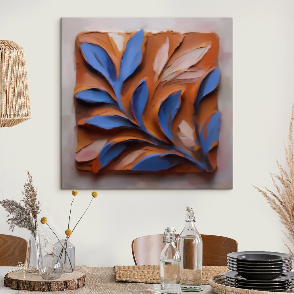 Feuilles bleues sur rouille — intérieur 1