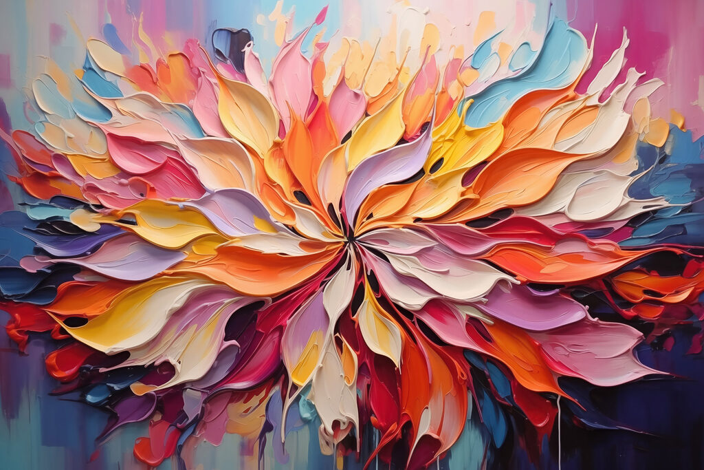 Fleur aux plis colorés — motif complet