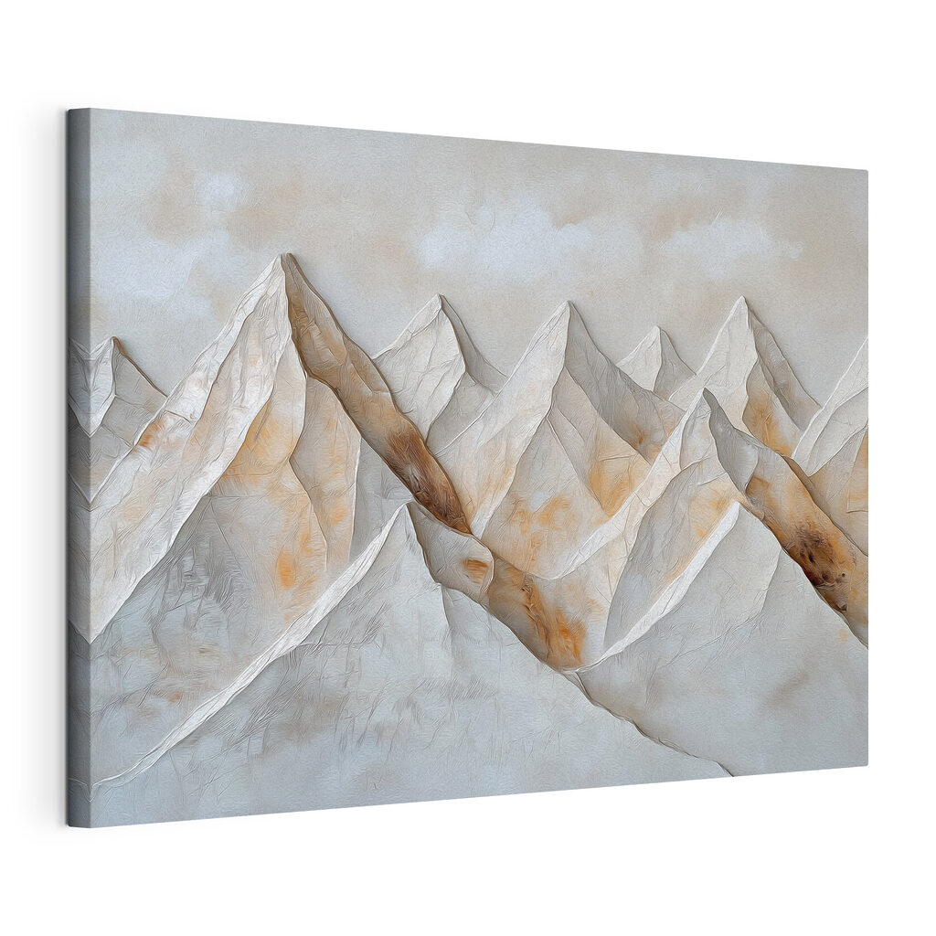 Sommets blancs en relief, toile tendue et bord enveloppé