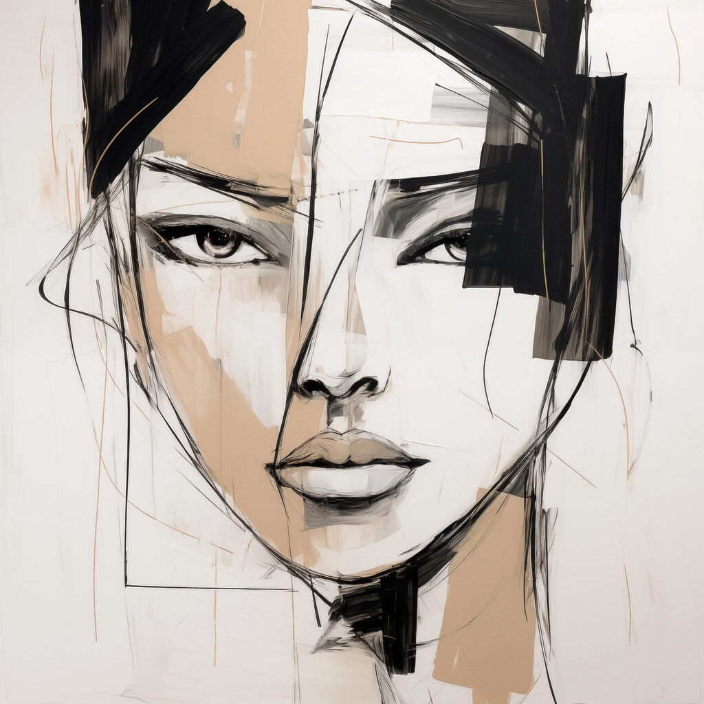 Regard de femme esquissé — motif complet
