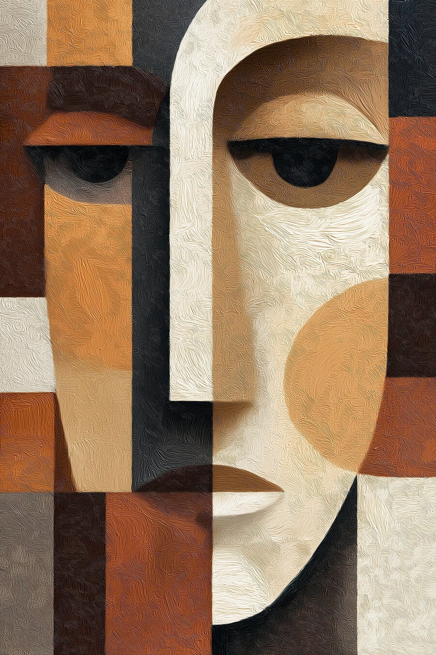 Regard d’homme en aplats — motif complet
