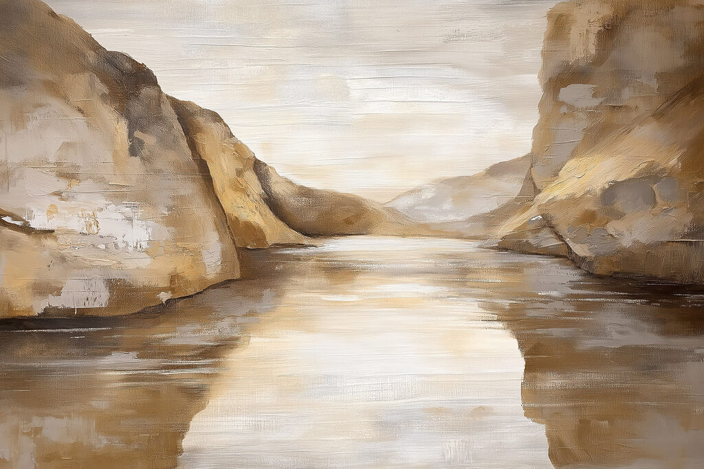 Côte rocheuse, brume dorée — motif complet
