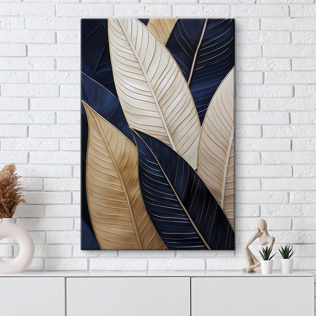 Feuilles crème, bleu nuit — intérieur 1
