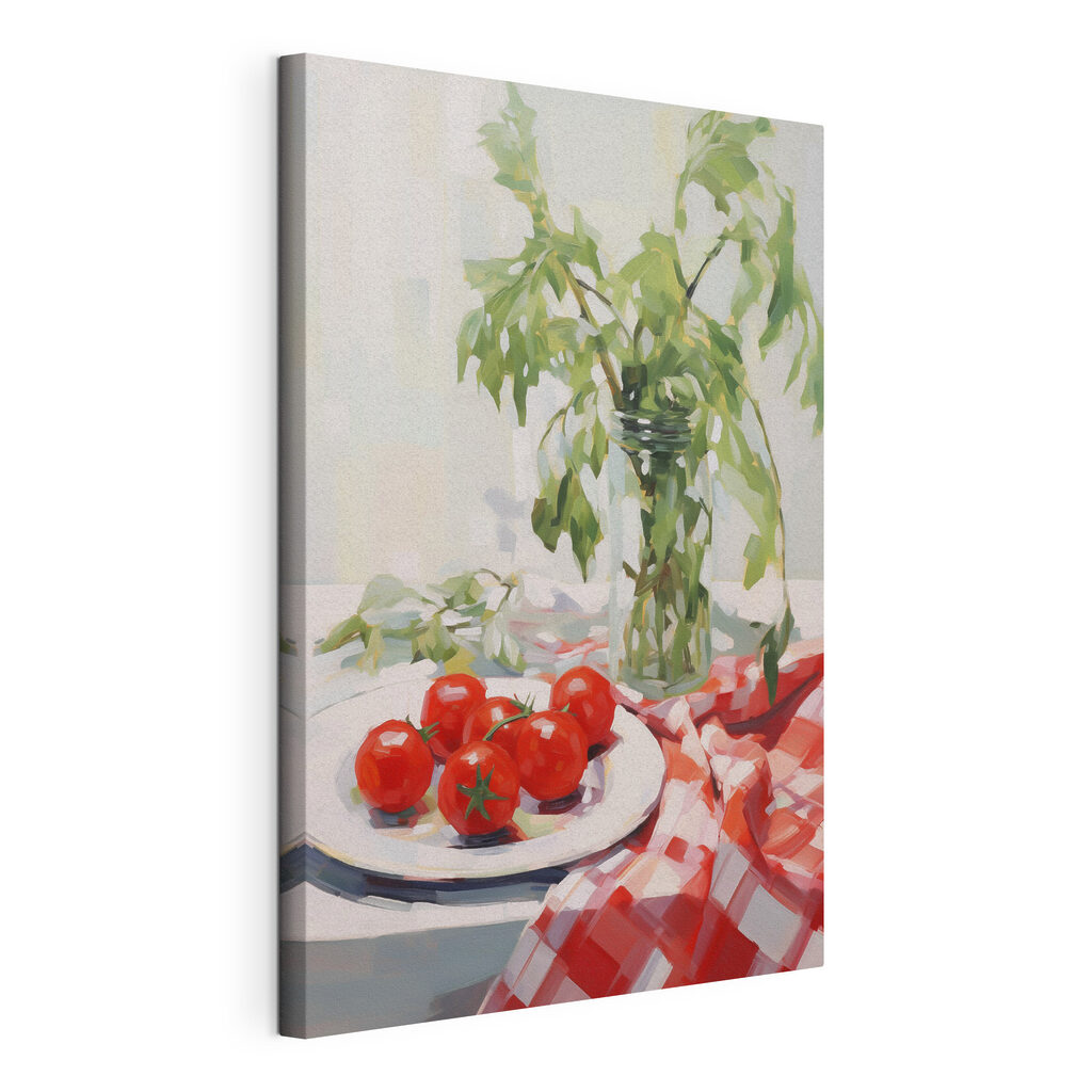 Tomates sur nappe vichy — vue du produit