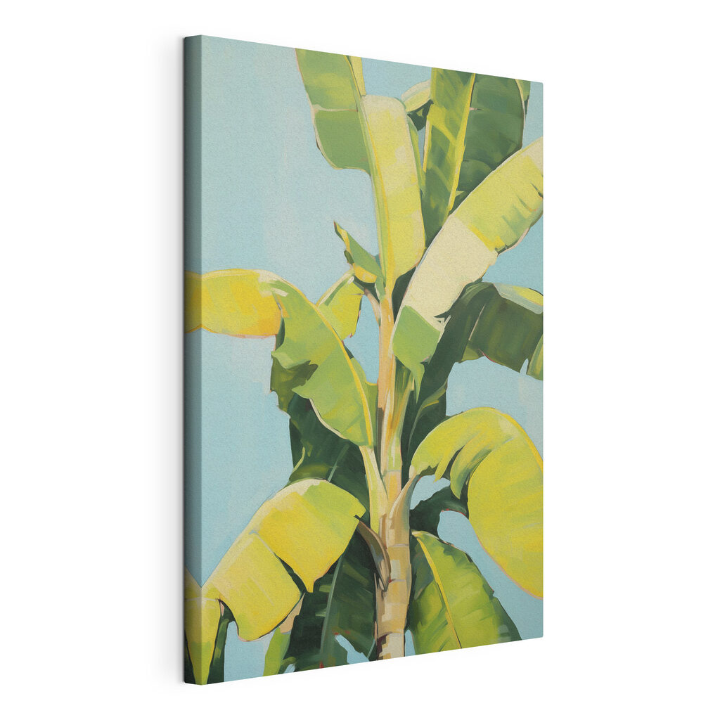 Feuilles vertes et jaunes, toile tendue et bord enveloppé