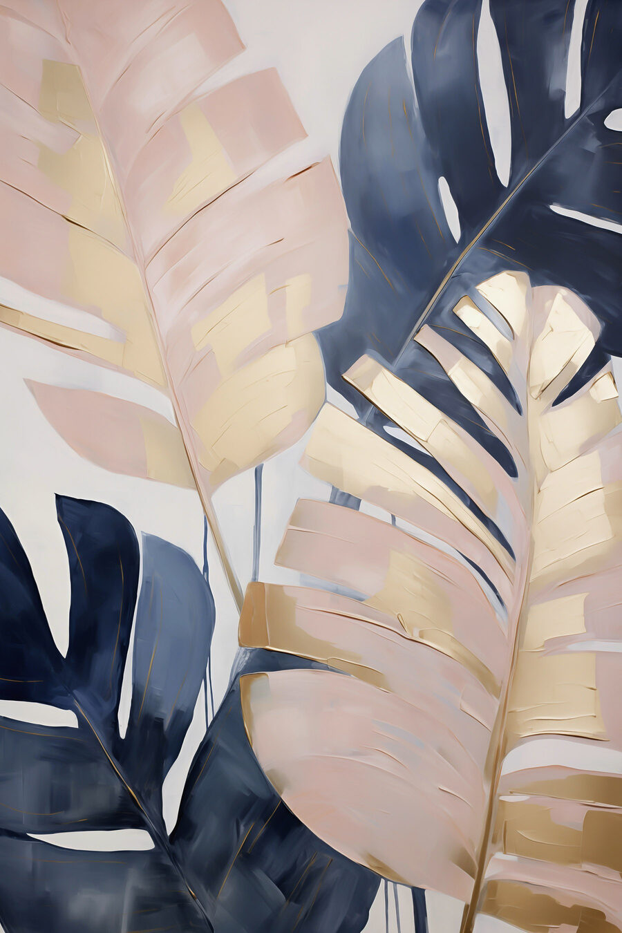 Monstera bleu et rose — motif complet