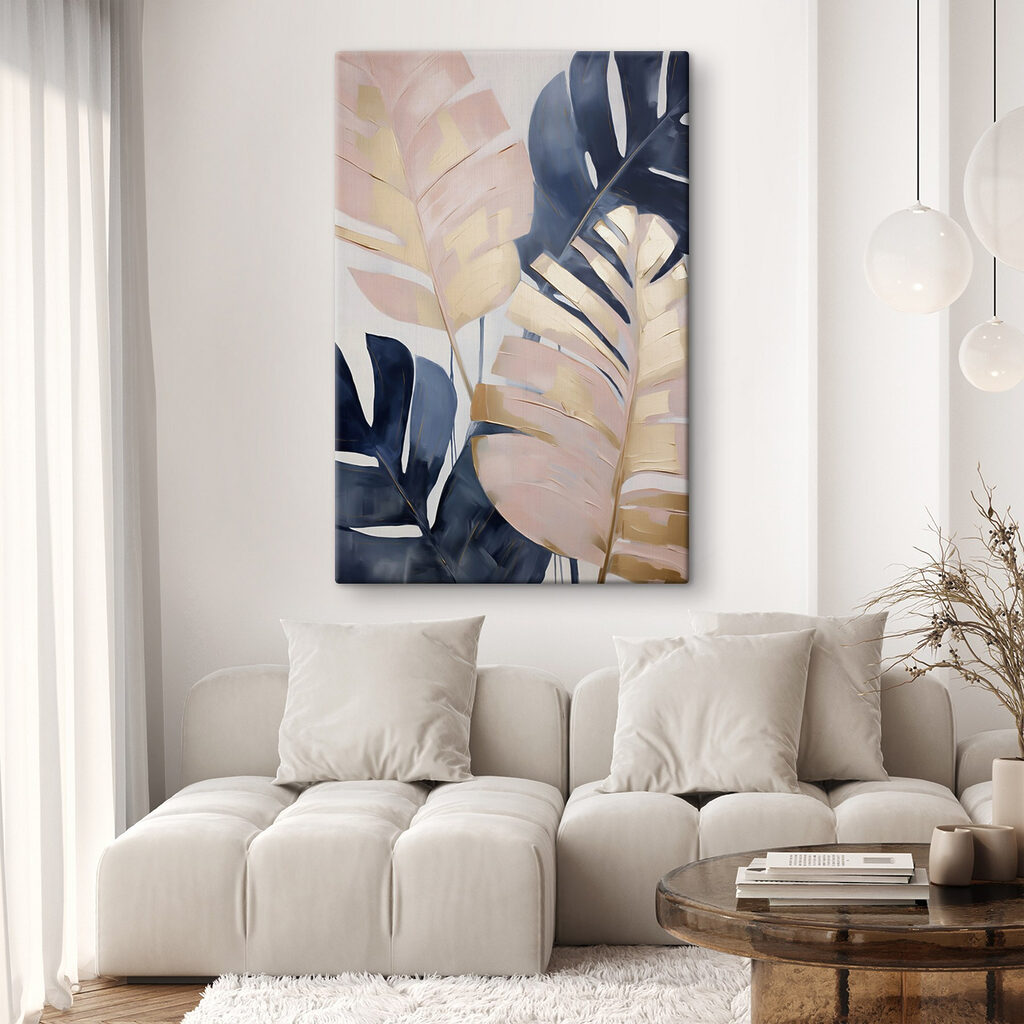 Monstera bleu et rose — intérieur 2