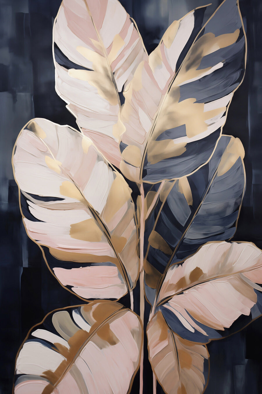 Feuilles claires, bleu nuit — motif complet
