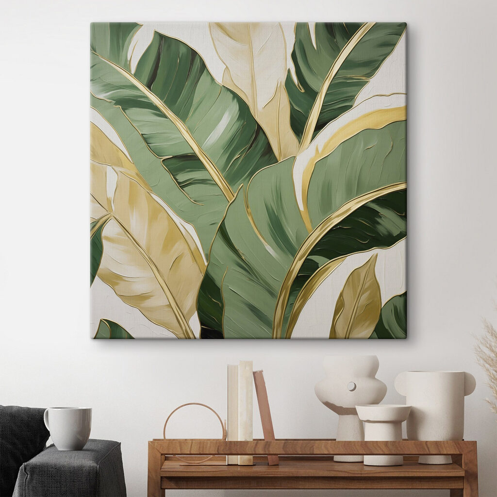 Feuilles vertes bordées d’or — intérieur 2