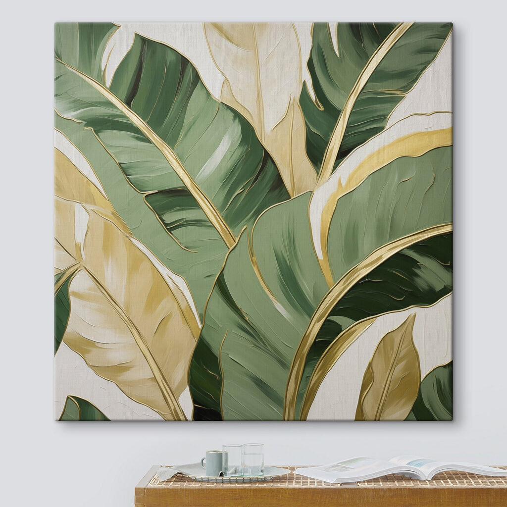 Feuilles vertes bordées d’or — intérieur 1