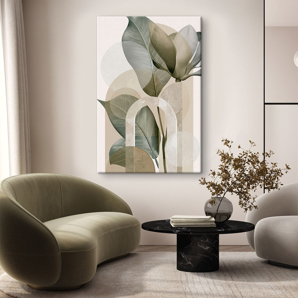 Feuilles et rondeurs pâles — intérieur 2