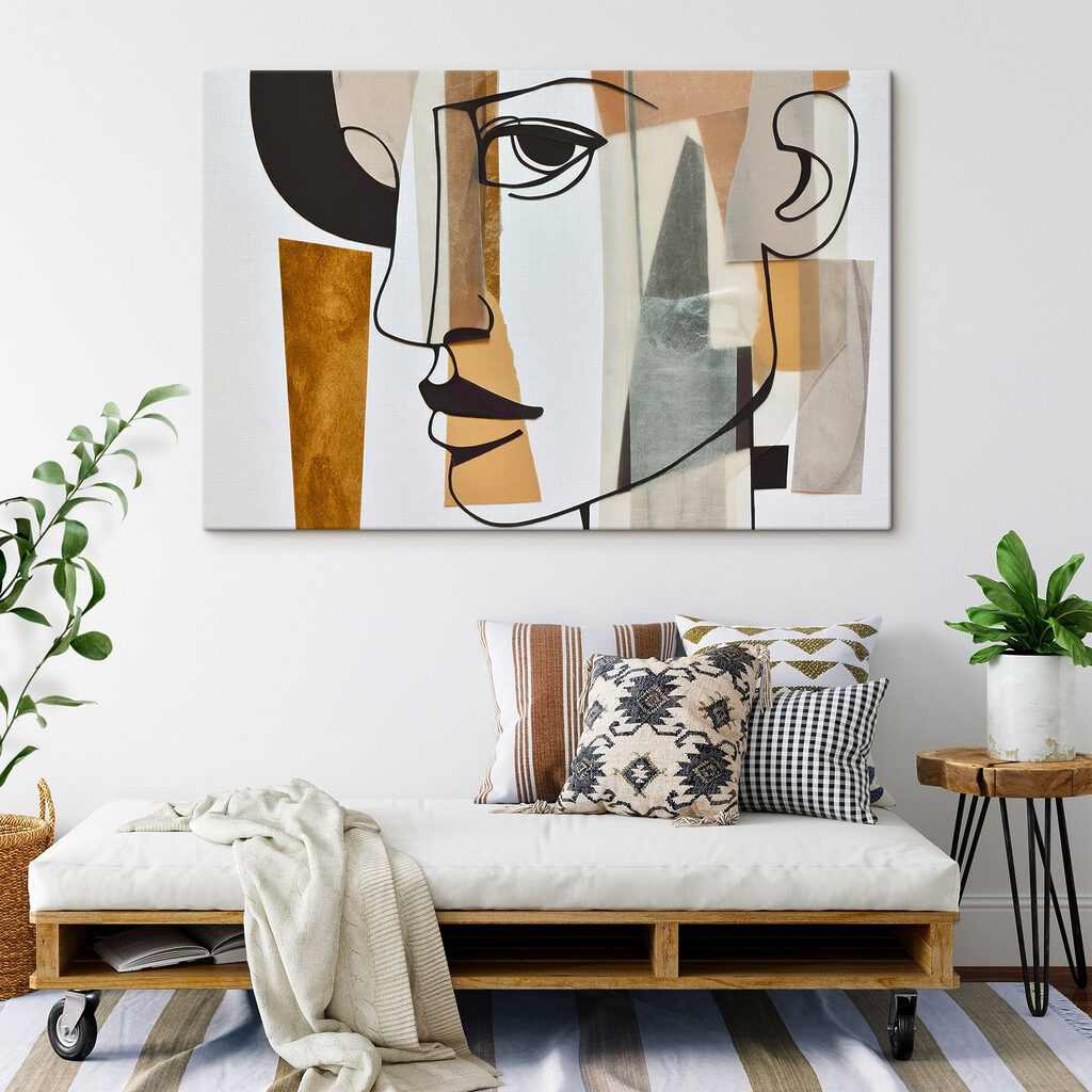 Contours féminins et aplats dans un intérieur
