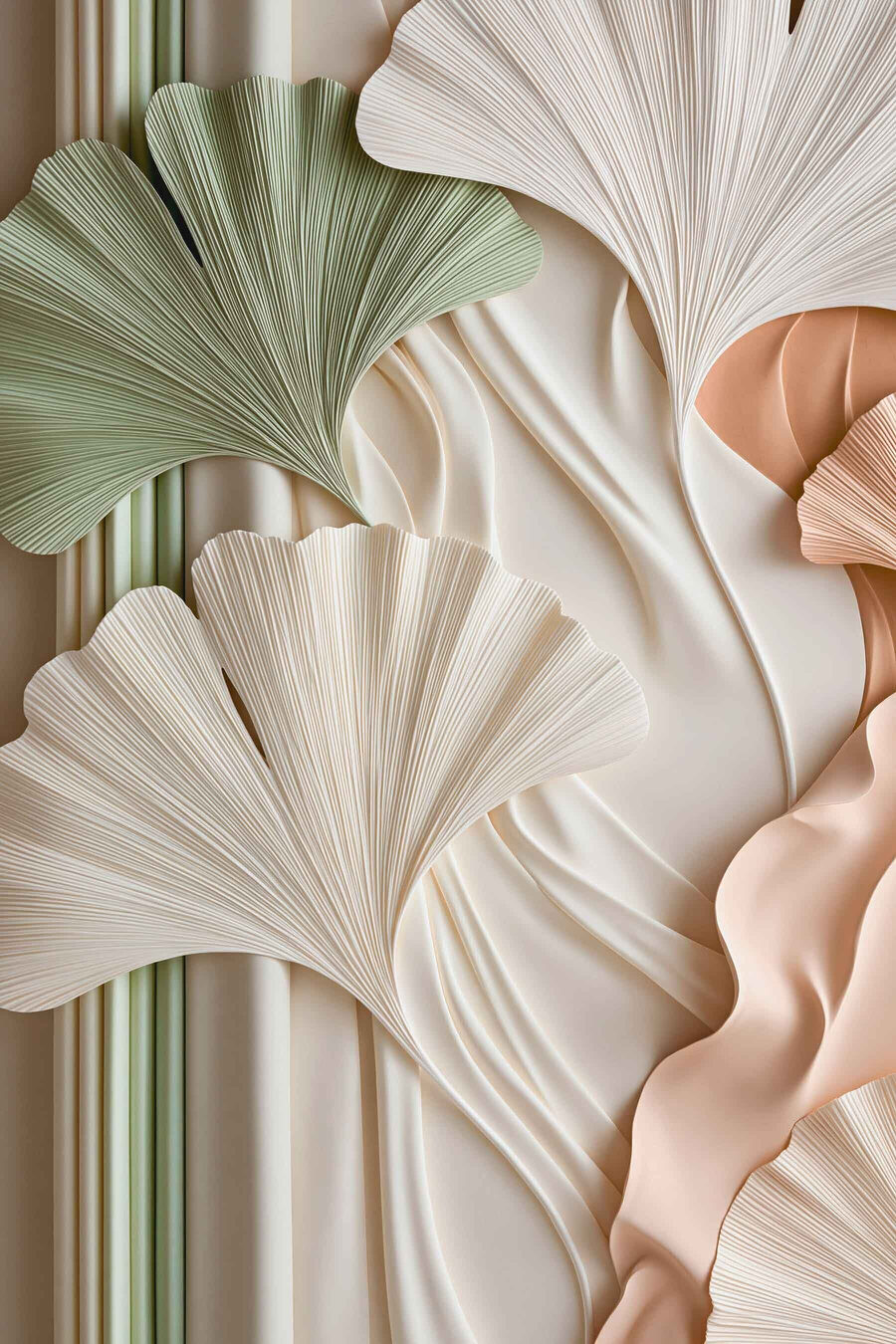 Ginkgo aux tons pastel — motif complet