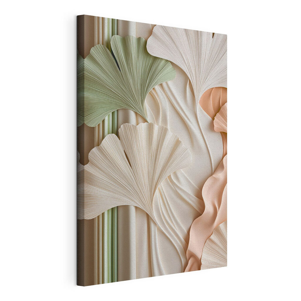 Ginkgo aux tons pastel, toile tendue et bord enveloppé
