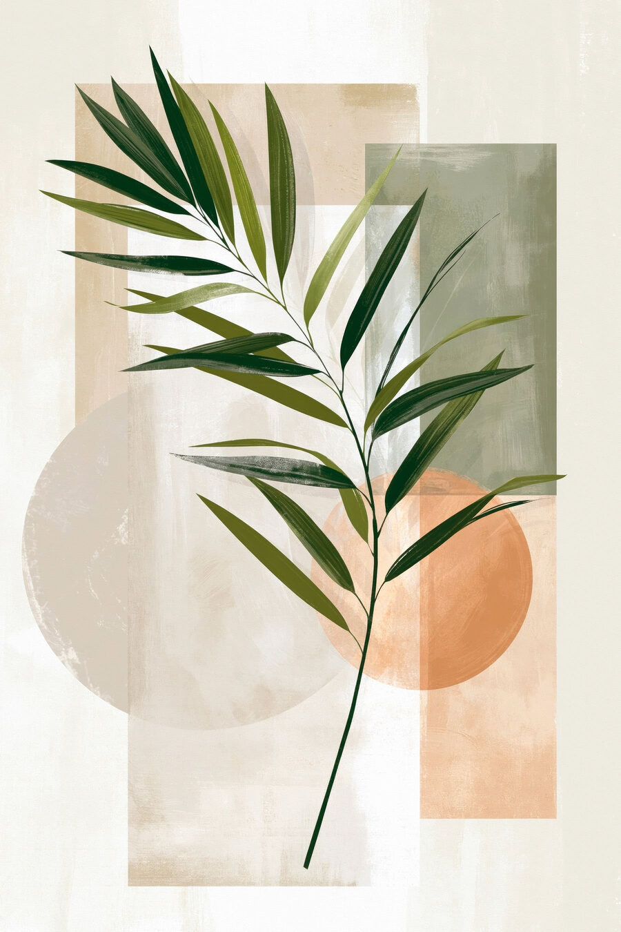 Palme et géométrie douce — motif complet