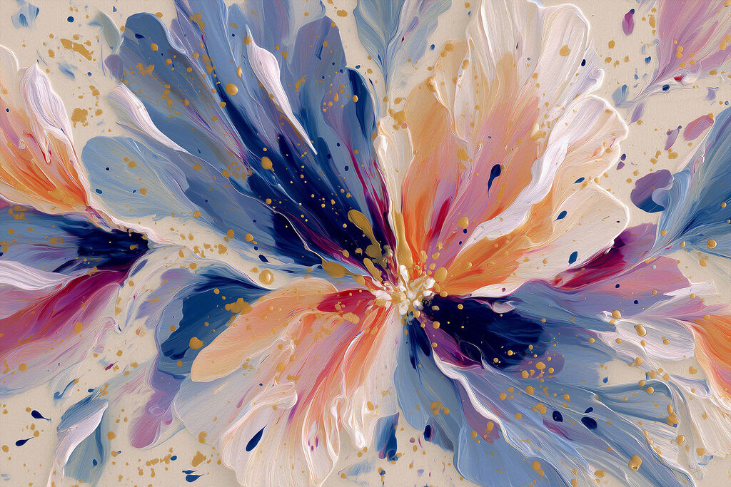 Éclaboussures bleues et roses — motif complet