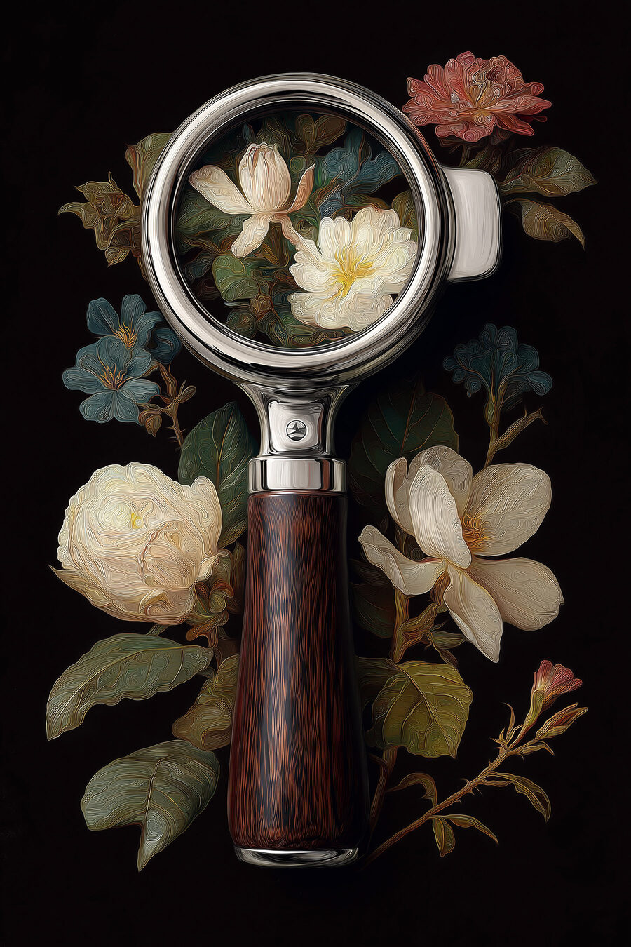 Fleurs sous la loupe — motif complet