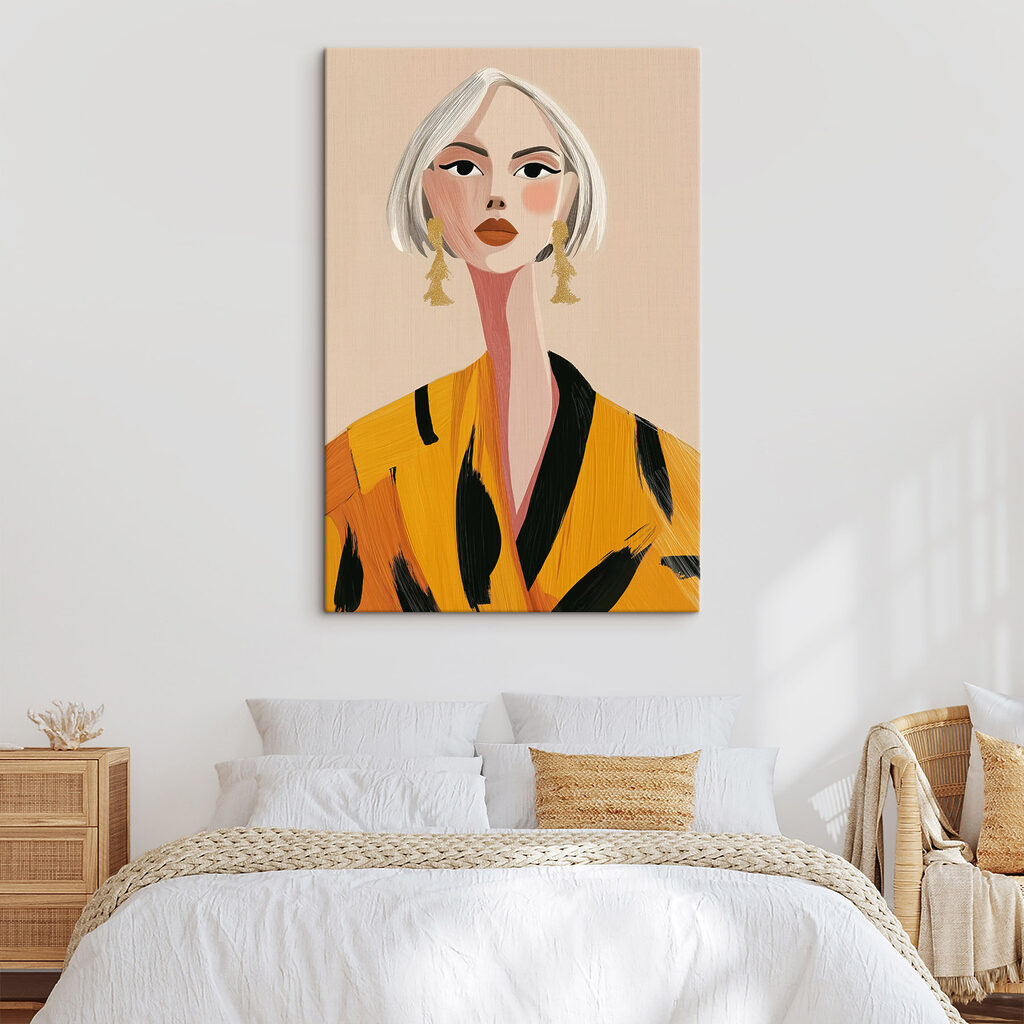 Chevelure blond argenté dans un intérieur