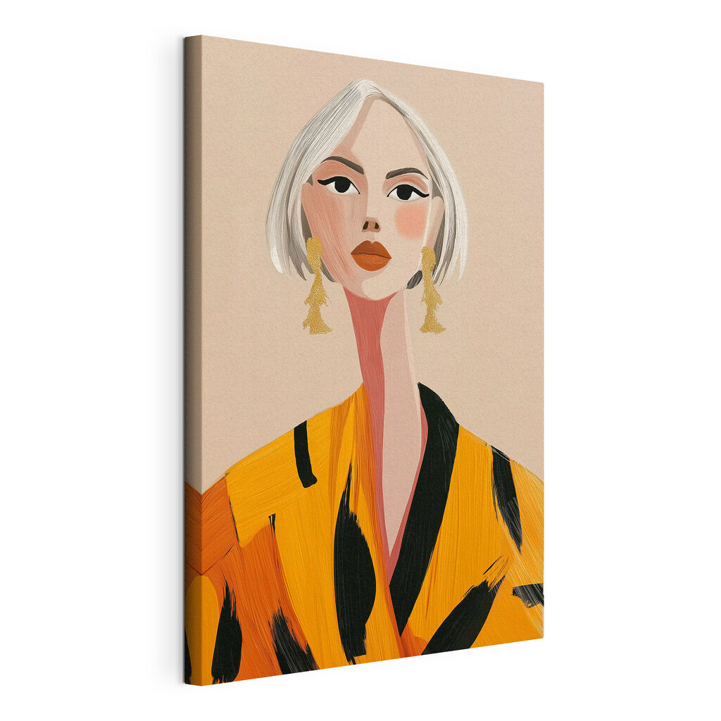 Chevelure blond argenté, toile tendue et bord enveloppé