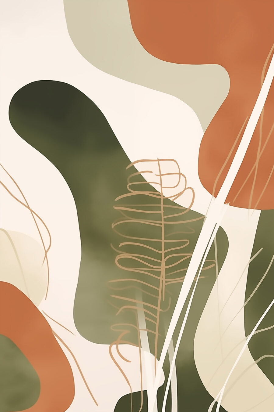 Feuillage aux tons naturels — motif complet