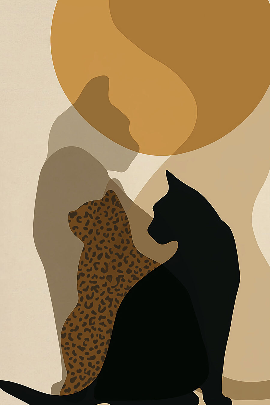 Chat tacheté, chat noir — motif complet