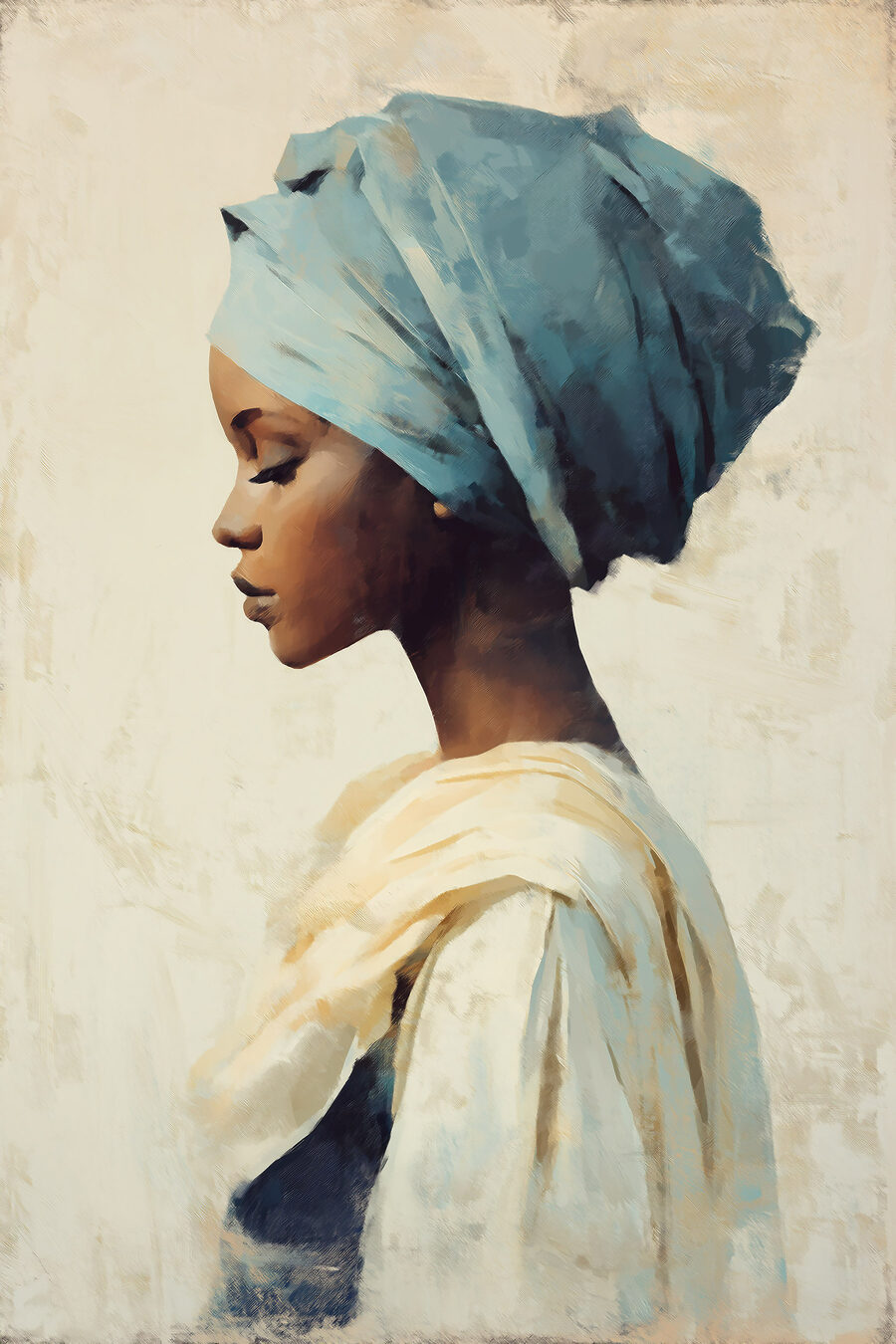 Femme au foulard bleu — motif complet
