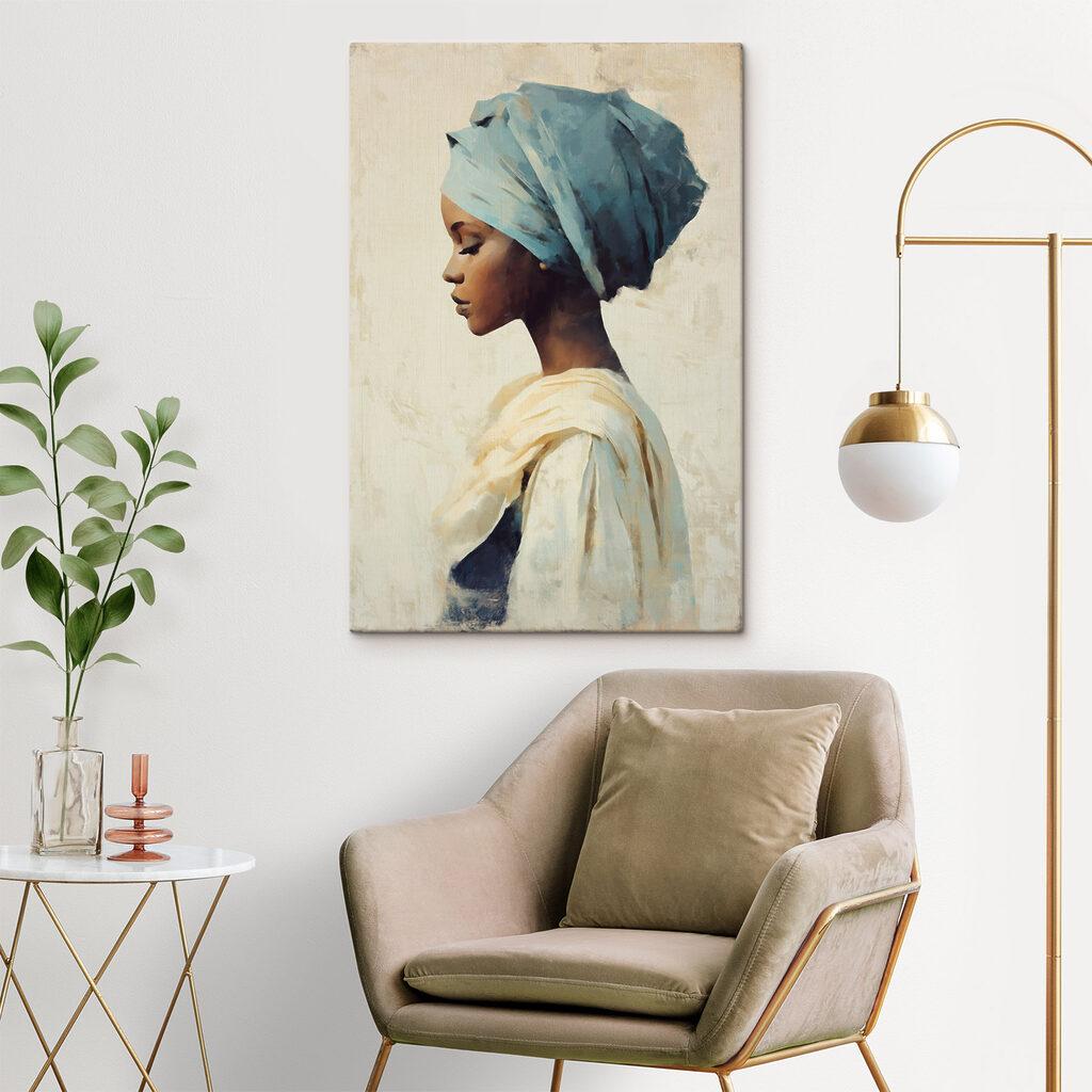 Femme au foulard bleu — intérieur 1