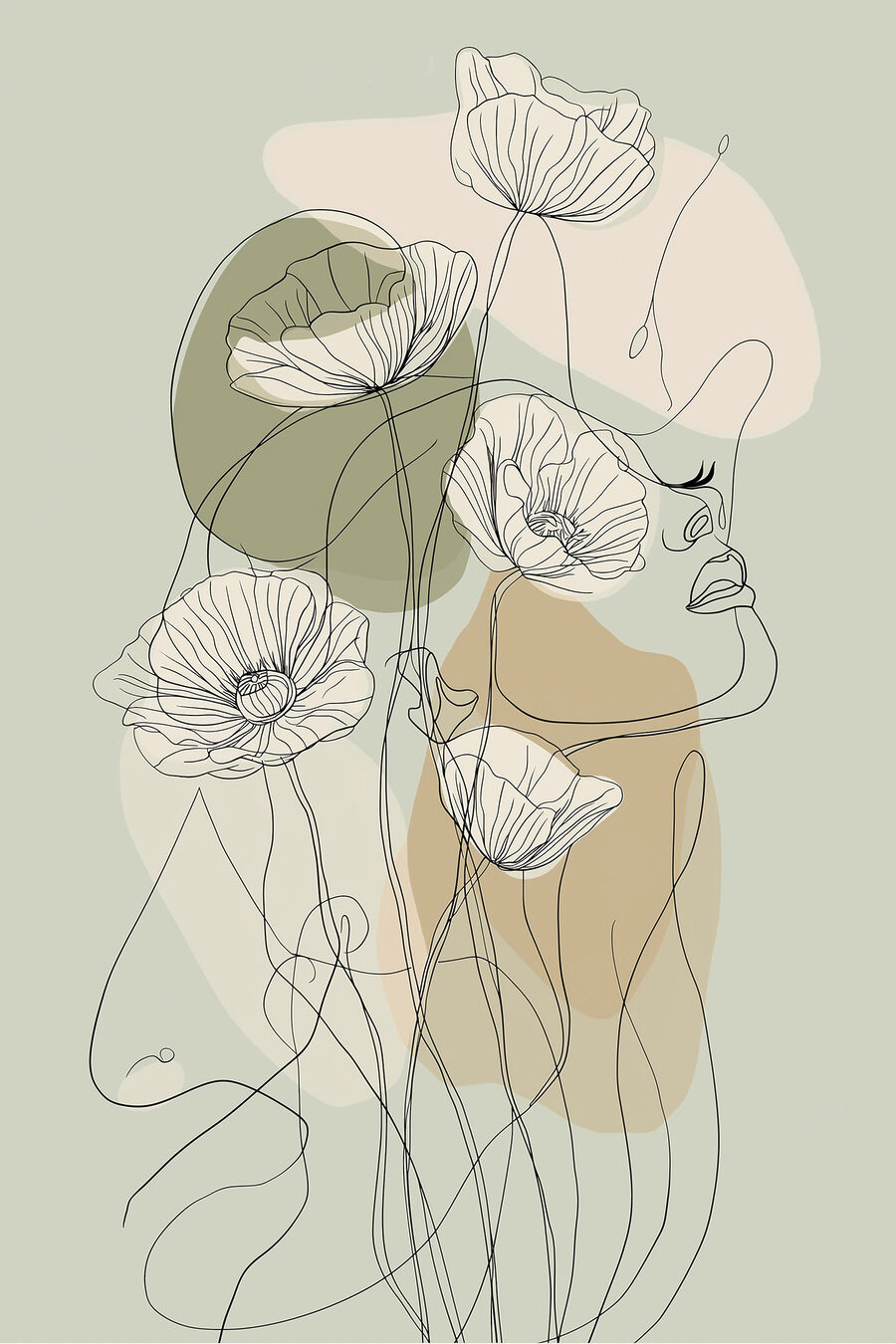 Fleurs et aplats ronds — motif complet