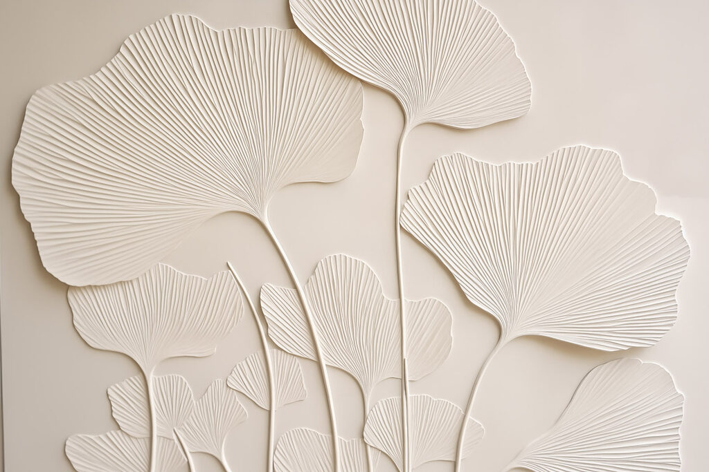 Feuilles de ginkgo blanches — motif complet