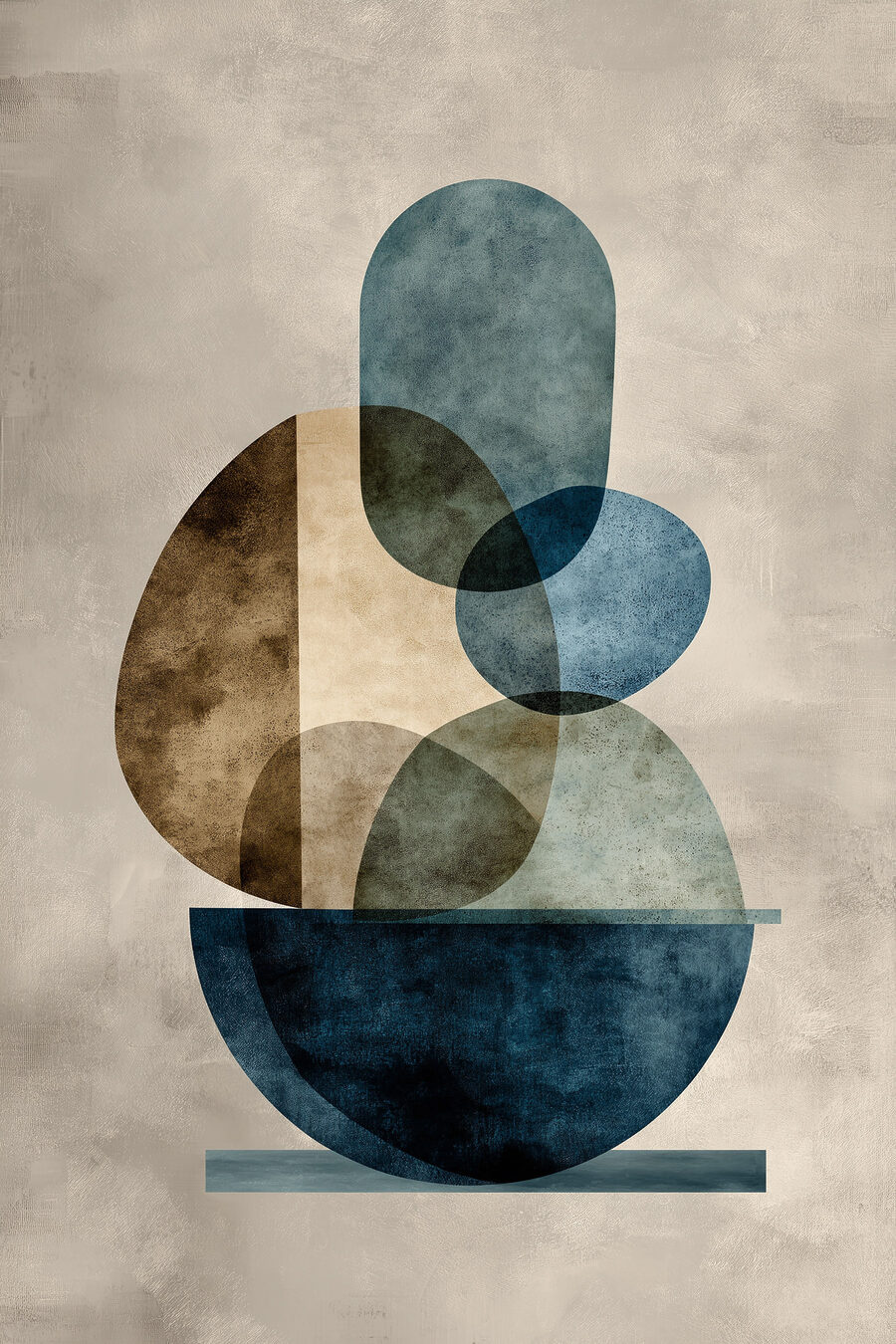 Galets bleus en équilibre — motif complet