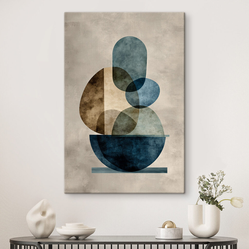 Galets bleus en équilibre — intérieur 2