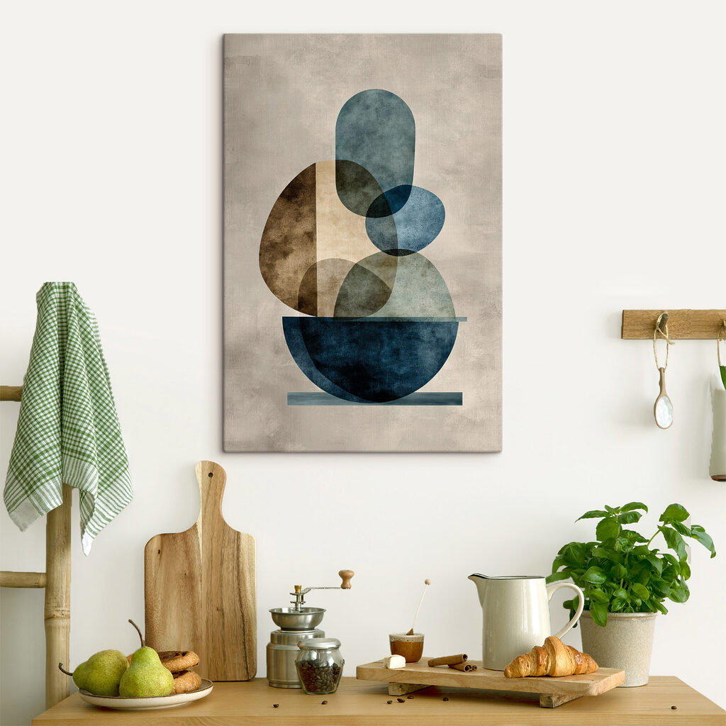 Galets bleus en équilibre — intérieur 1