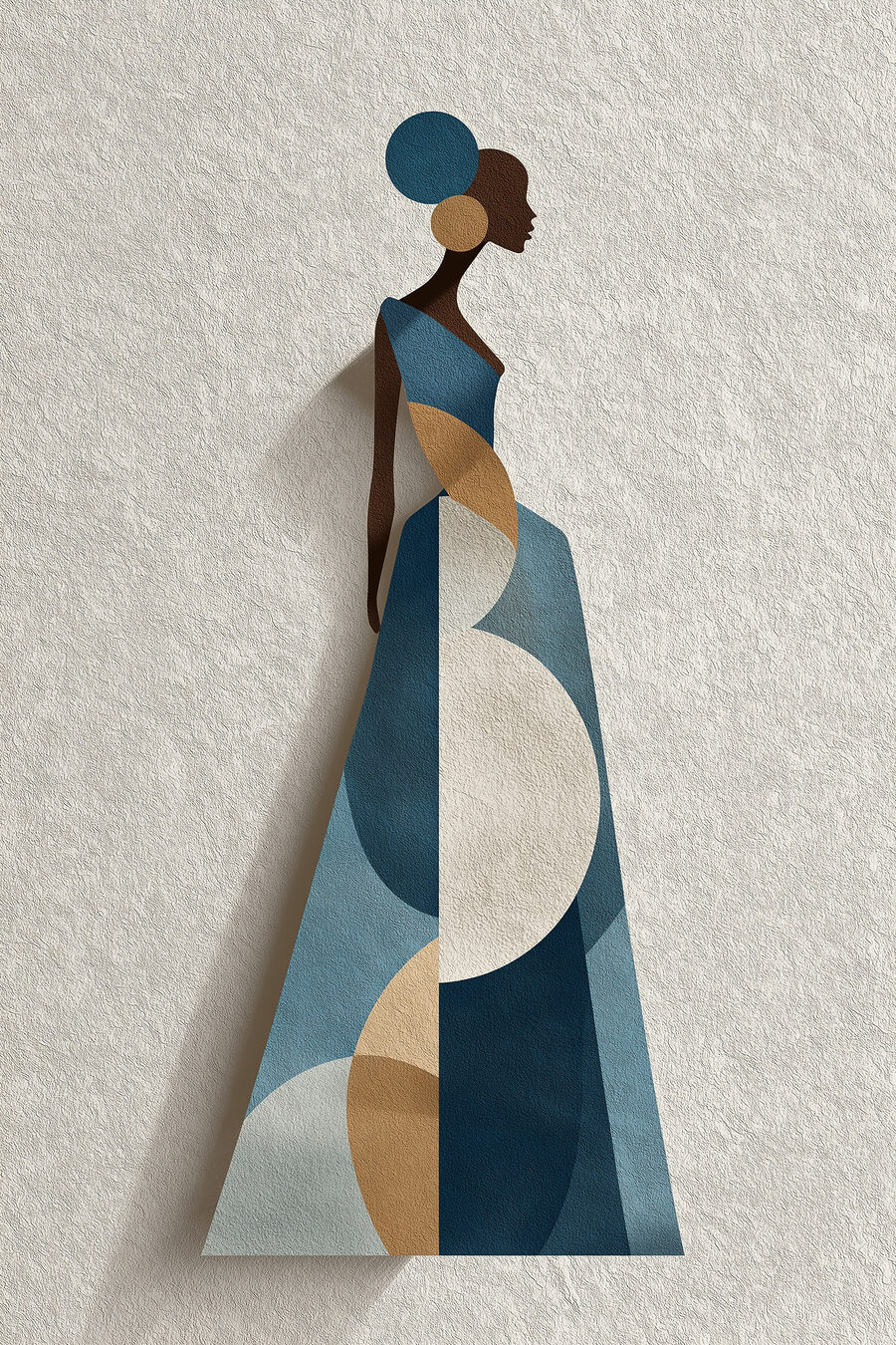 Longue robe bleue — motif complet