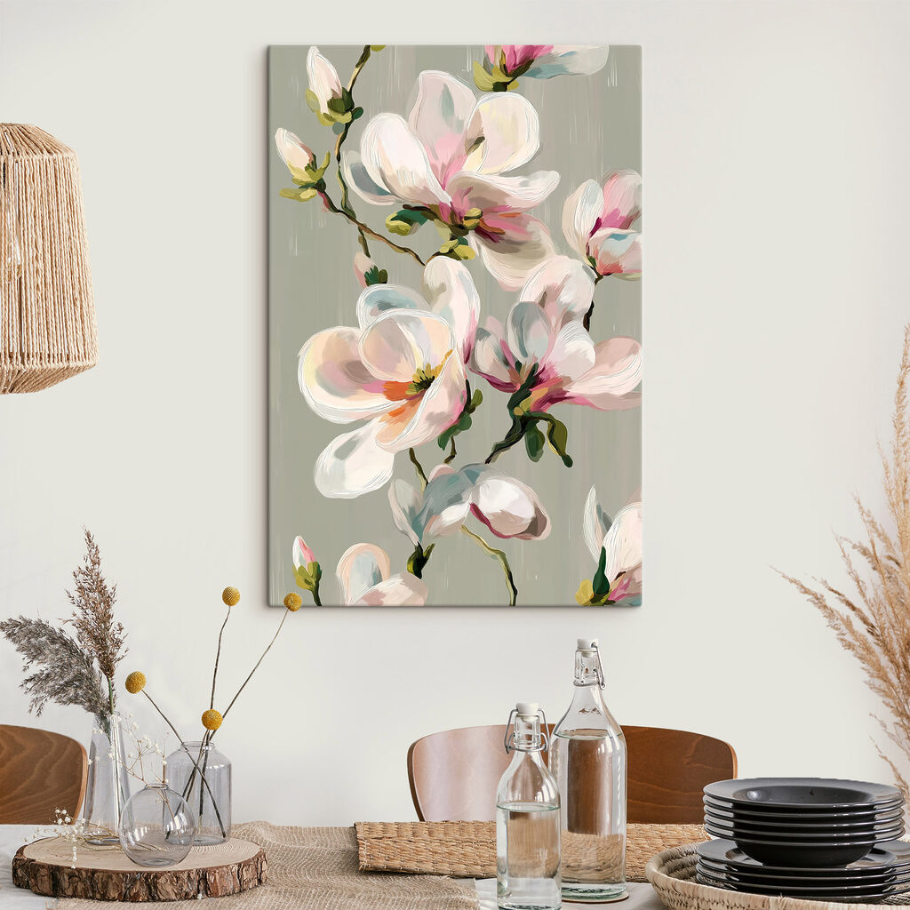 Magnolia rose au pinceau — intérieur 2