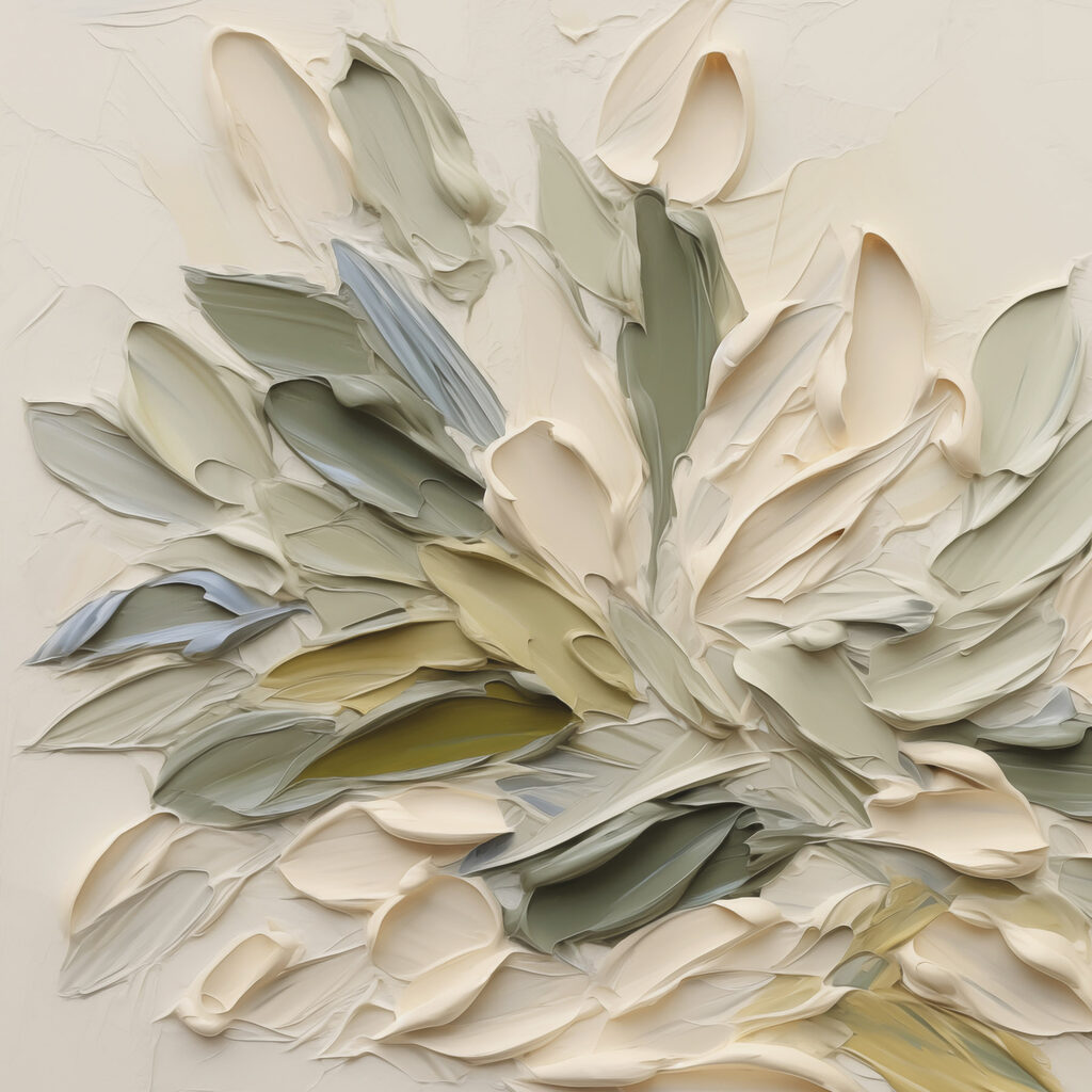 Éventail de feuilles vertes — motif complet