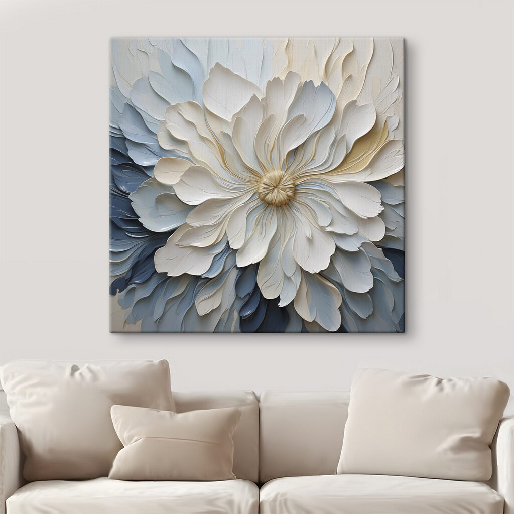 Fleur blanche, tons bleus — intérieur 2