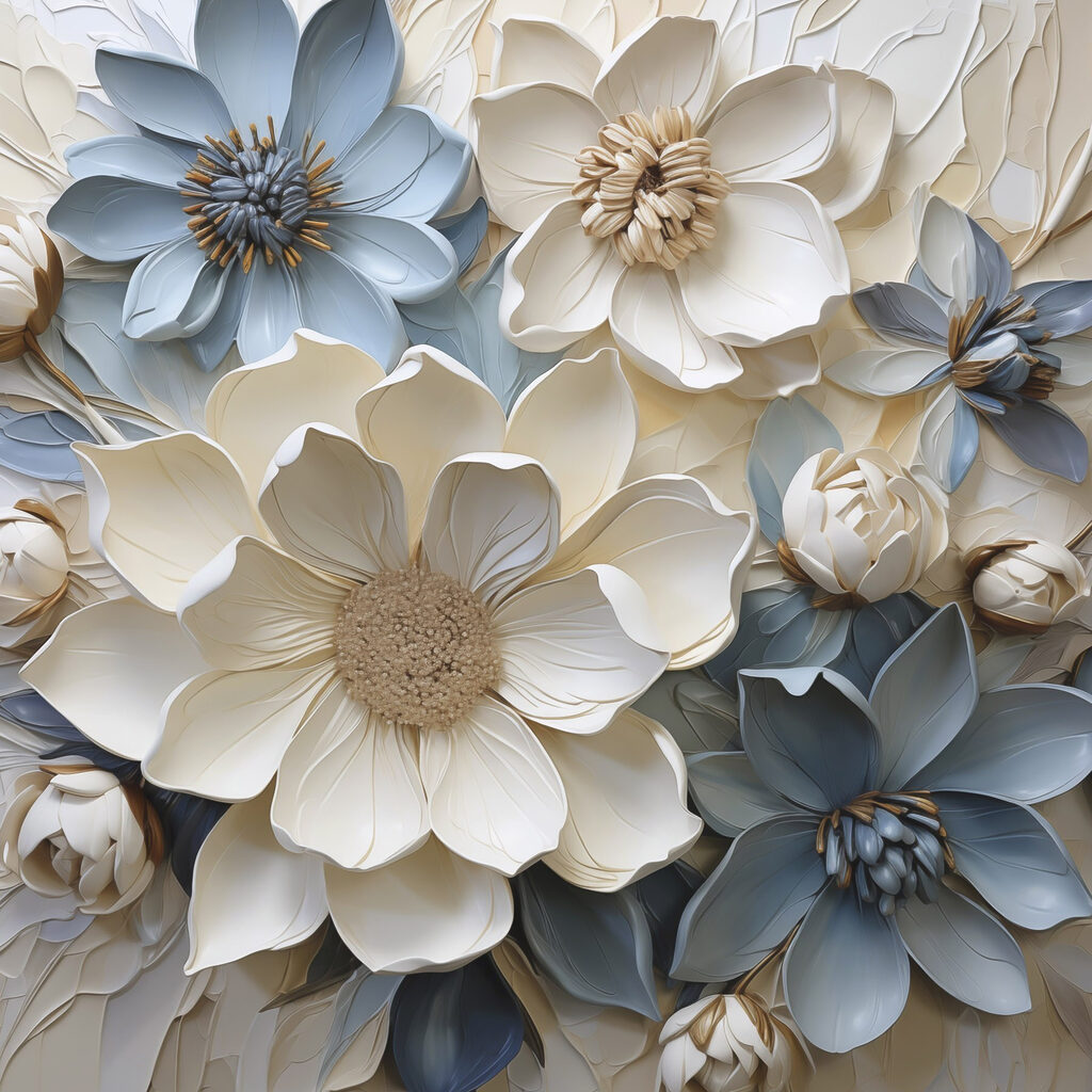 Bleues parmi les blanches — motif complet
