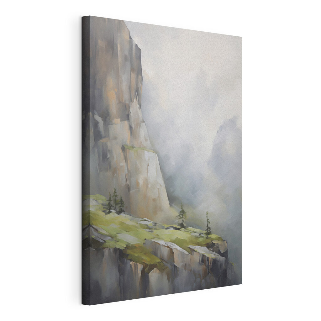 Brume sur les falaises, toile tendue et bord enveloppé